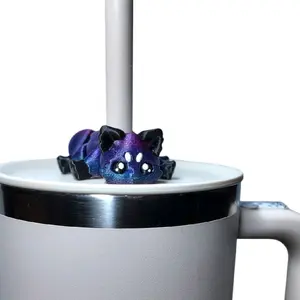 Tumbler Straw Buddy Baby Raccoon Straw Topper 3d Print