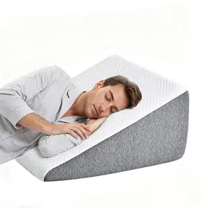 7.5" Bed Wedge Pillow for Sleeping After Surgery,Back Support,Leg Elevation,Gerd Acid Reflux,Neck Pain,Snoring,Cooling Memory Foam Triangle Incline Wedge,Removable Washable Cover,Easy to Clean,12 Inch Wedge Pillow,Body Pillow,White& Grey color