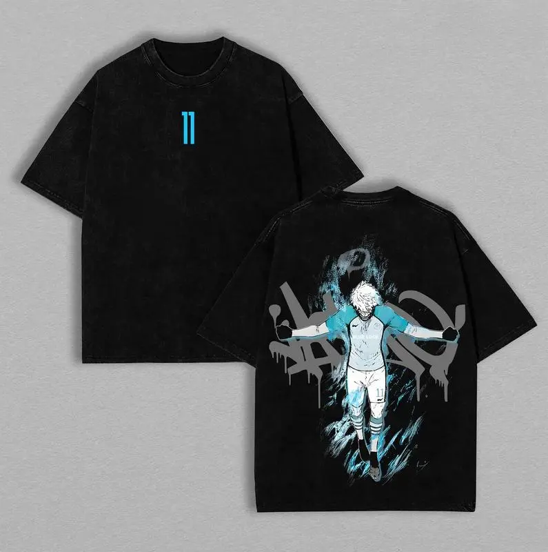 valentine shirts Nagi T-Shirt - Seishiro Nagi Blue Lock Anime Double Printed Vintage Washed Tee Unisex Oversize Anime Manga Washed Heavyweight Cotton T-shirt, Gift For Anime Fan Lover Round Neck Streetwear