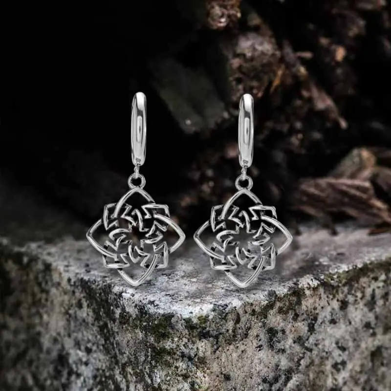 GTHIC Vintage Celtic Knot Stainless Steel Drop Earrings Charms Nordic Accessories for Men and Women Daily Wear