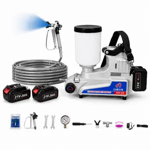 Cordless Airless Paint Sprayer, 21V Battery, 2.5 L/Min, 2L Tank, 3 Speeds, 5m Hose with 2 Rechargeable Batteries – for Indoor & Outdoor Painting