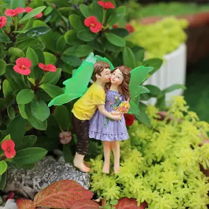 Romantic Fairy Couple Statue, Outdoor Garden Decor Sculpture, Garden Gnomes, Forest Kiss Ornament, Home Corner Decoration, Holiday Gift