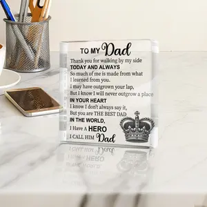 Father's Day Gift Love Gifts for Dad from Daughter, To My Dad Desk Decor Acrylic Sign, Appreciation Gifts for Father's Day Birthday Christmas Thanksgiving, Acrylic Plaque Desk Decorative Signs for Home Shelf Cubicle