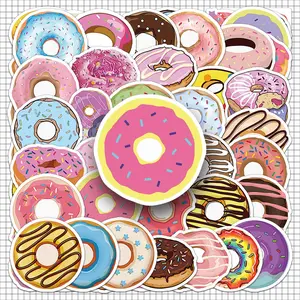 Donut Pattern Sticker, 100pcs/set Cartoon Donut Decorative Sticker, DIY Decals for Water Bottle, Laptop, Phone Case, Scrapbooking, Journal Making