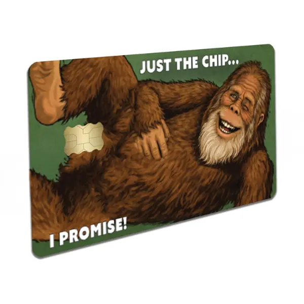 Funny Gift for Adults – Just The Chip Bigfoot Meme Graphic – Rectangle Shape Small Rectangular Chip – Single-Side Credit Card Skin Sticker