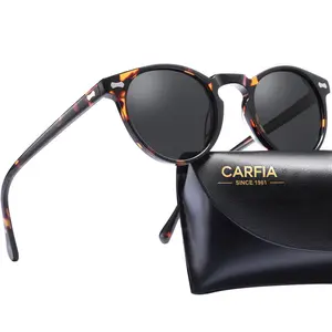 CARFIA Driving Polarized Sunglasses for Men UV400 Protection Retro Round Fashion For Women Eyewear Vintage Hand-crafted Acetate golf Glass Hypoallergenic