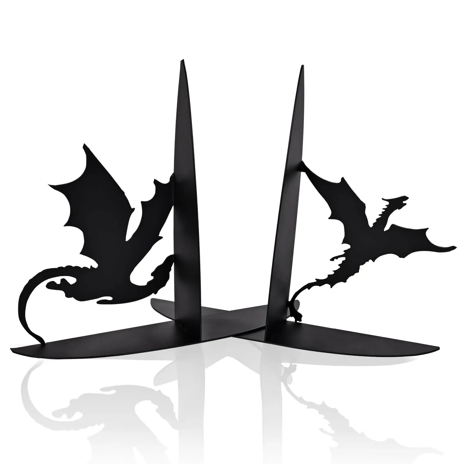 2-Piece Metal Dragon Bookend Stand, Desk Organizer, Home Office Storage, Decorative Rack, Book Holder & Office Desk Accessories, Bookshelf Accessory, Stylish Fantasy Design, Aesthetic Office Supplies, Perfect for Home Office Use