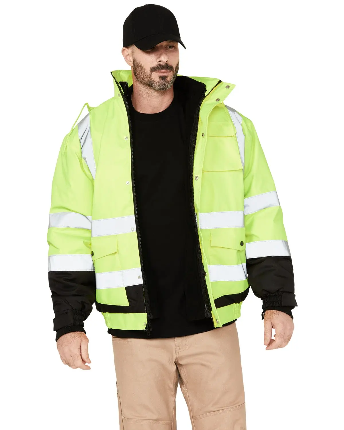 Hawx Men's Men'S 3-In-1 High Visibility Bomber Jacket - Hhvfa2401-Ylw