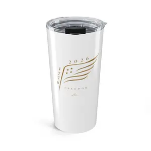 Gold Minimalist American Flag 2026 Tumbler 20oz | Freedom Travel Cup