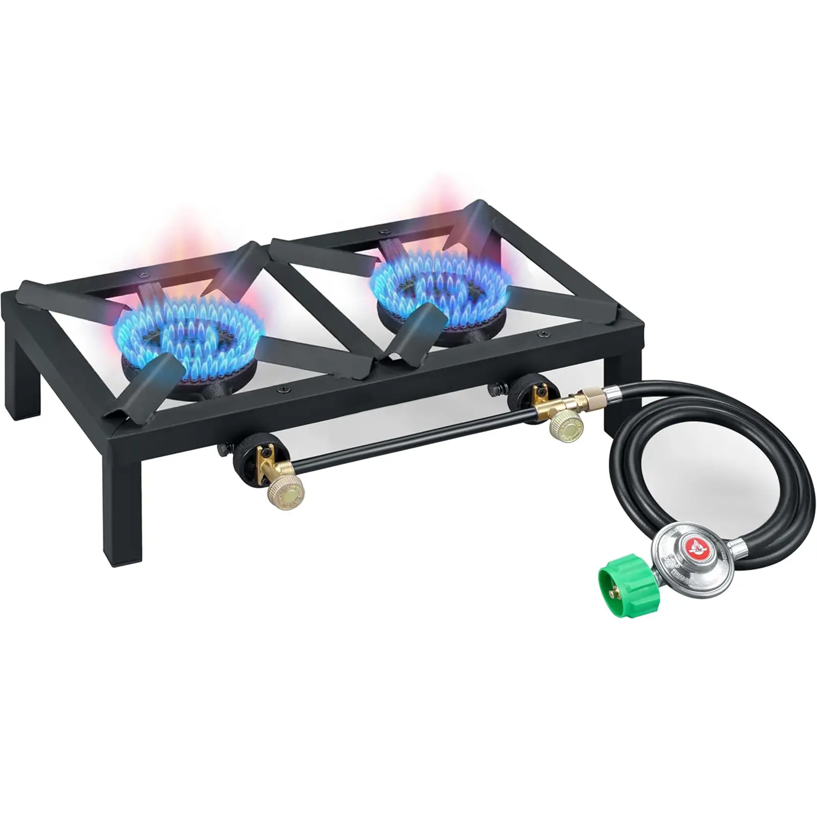 Propane Double Burner,100,000 BTUs Hight  Pressure  Propane Stove with 4.1ft Adjustable Hose with Regulator,Gas Stove for Outdoor Cooking, Turkey Fry, Seafood Boil