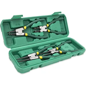 4 PCS Snap Ring Pliers Set, Circlip Pliers Kit 7 Inch for Snap Ring Removal tool Retaining Straight Bent Ring Pliers Set with Storage Case