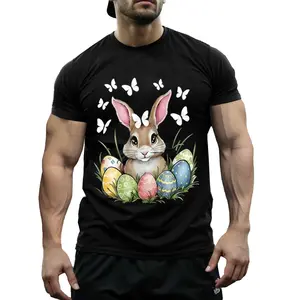 Charming Women's Easter Bunny Print T-Shirt in Soft Pink Featuring a Cute Bunny and Egg Design Comfortable Fit for Spring Casual Wear Vintage Glossy Graphic Tee