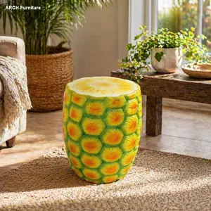 14" Oversized Pineapple-Form Resin Stool, Outdoor Living Furniture - Weather-Resistant Multi-Use Seat for Home Garden, Patio Decor, Doubles as Table or Plant Stand, Weather Resistant Table