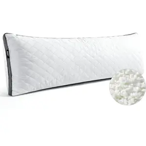 Shredded Memory Foam Extra-Firm Body Pillow Breathable Thick Body Pillow for Side Sleep 20 x 54 Inches Long Hugging Bed Pillows for Adults Big Support Full Body Pillow for Sleeping