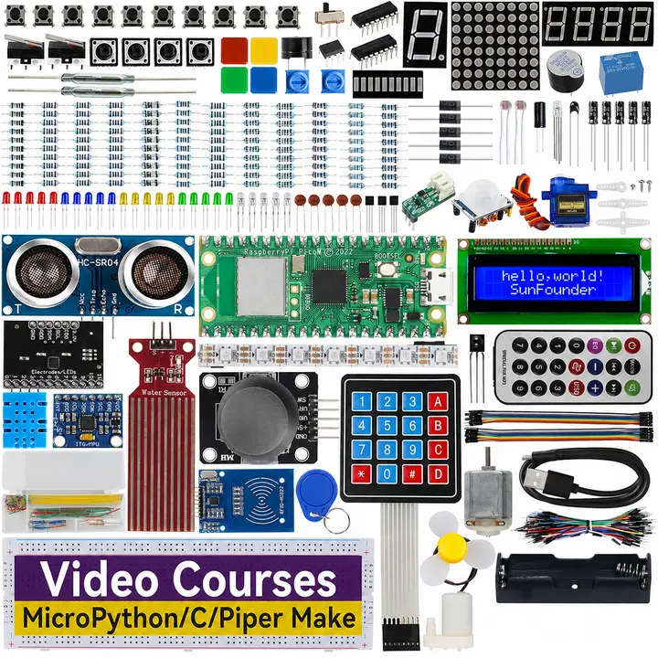 SunFounder Raspberry Pi Pico W Ultimate Starter Kit with Online Tutorials, RoHS Compliant - Kepler Kit