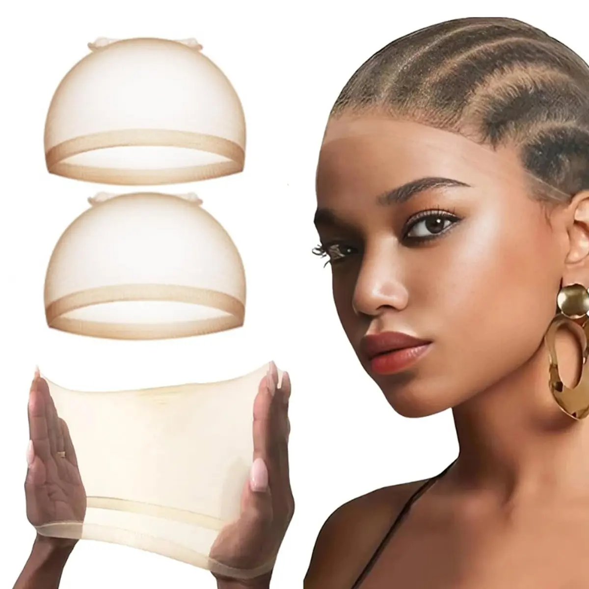 2PCS/5PCS/10PCS HD Wig Caps, Invisible Ultra-Thin Transparent Wig Caps, Nylon Cap for Women, Wig Grip Cap, Suitable for Parties, Weddings, Graduations, Cosplay, Halloween