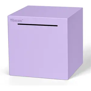 Piggy Bank for Adults Must Break to Open, Stainless Steel Money Saving Box (Purple, Palm Size)