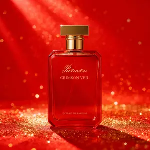 Paruvea Crimson Veil Extrait de Parfum – Crystal-Warm Red Aura Long-Lasting Spicy Amber Perfume, 100ml (3.4 fl oz)