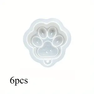 6pcs Crystal Sparkling Cat Paw Quicksand Resin Shaker Pendant Making Silicone Mold Set| Silicone | Mirror Glossy | DIY Jewelry