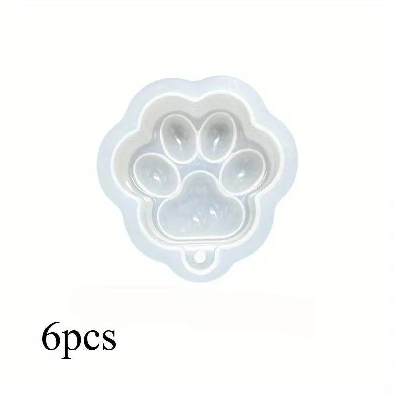 6pcs Crystal Sparkling Cat Paw Quicksand Resin Shaker Pendant Making Silicone Mold Set| Silicone | Mirror Glossy | DIY Jewelry