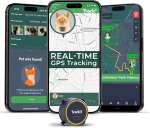 Tracki Pet GPS Real-Time Pet Tracker with Smart Alerts Geo-Fence Waterproof Collar-Compatible Long-Life Battery for iOS & Android Devices