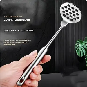 Stainless Steel Potato Masher, Food Crusher, Comfortable Grip, Easy Clean, Ideal for Potatoes, Avocado, Pumpkin, Baby Food