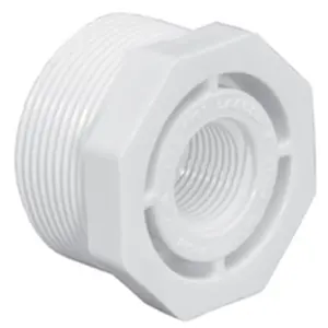 212 MAIN NSF Listed Rigid PVC Schedule 40 Threaded Reducer Bushing, Lasco PV439249, 2 in. Mpt x 1 in. Fpt