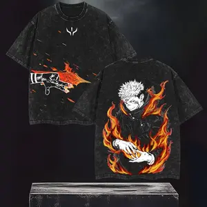 valentine shirts Fire Arrow Sukuna vs Itadori Oversized Washed T-Shirt – Vintage Jujutsu Kaisen Graphic Tee, Anime Streetwear Top for Fans JJK Merch