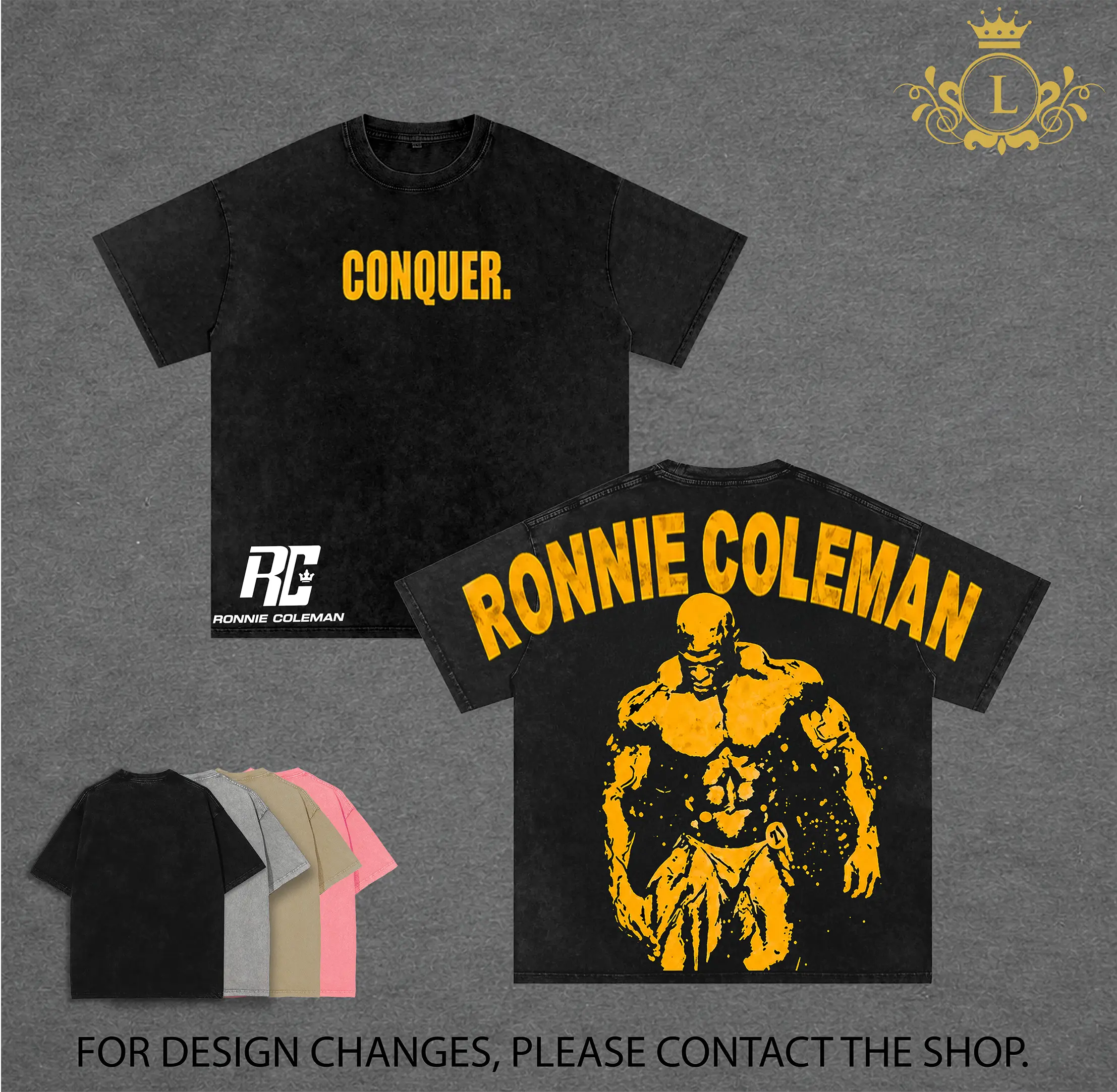 Ronnie Coleman Washed T-Shirt, Ronnie Coleman Gym Tank Top, Bodybuilding Legend Graphic Tee, Oversized Pump Cover Workout Shirt, Heavyweight Cotton Fitness Apparel, Classic Mr Olympia Gym Streetwear, Unisex Bodybuilder Outfit