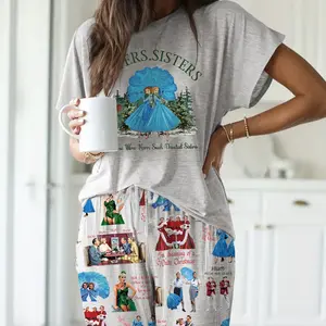 White Christmas Sisters Casual Pajama Set For Women - SHESHOW