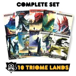 Gem Booster Pack Anime Watercolor Proxy Triome Lands Set - Complete 10 Triome Lands for Commander EDH cEDH TCG Trading Cards Gem Booster Pack Tcg Packs Hobby Trading Cards Guaranteed Booster Packs Sleeved Booster Packs