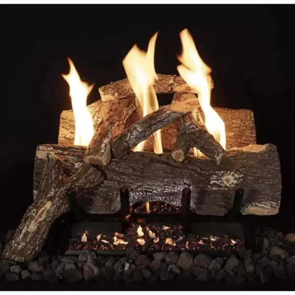 24 in. Gas-Powered Vent-Free Weathered Oak Gas Logs - Exquisite Craftsmanship, Enhanced Functionality, Elevated Aesthetics, Home Festive Fireplace Decor for Homeowners