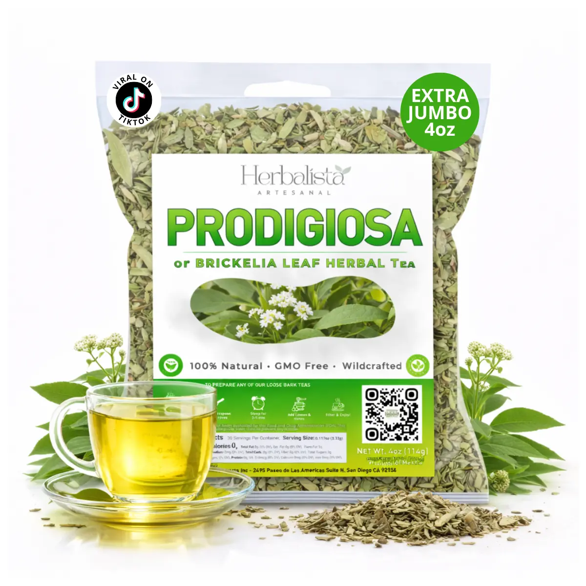 Herbalista - Prodigiosa Herbal Tea (Brickellia) – Traditional Mexican Loose Leaf Herb – 4 oz (113 g) Wildcrafted Botanical Infusion – 100% Natural, Vegan, Non-GMO, Caffeine-Free