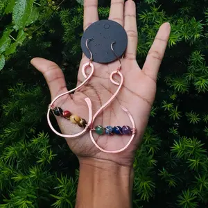 Handmade copper chakra earrings