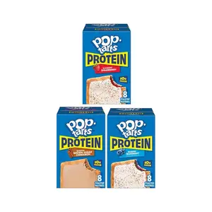 Pop-Tarts Protein Bundle - Strawberry, Brown Sugar Cinnamon & Blueberry Flavors - 10g Protein per Serving - 8 Pastries per Box
