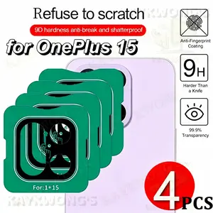 KAYKWONG'S For Oneplus 15 Camera Lens Protector Film Set of 4, Protective, Anti-Drop, Compatible with Phone Cases, 9h Tempered Glass, New Upgrade Version, Accessories