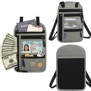 Surblue RFID Blocking Neck Wallet Travel Passport Holder Neck Pouch Vaccination Card Holder for Women & Men, Blue