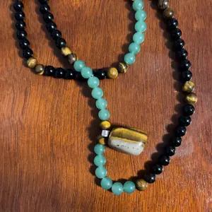 Money Attraction Necklace With GreenAventurine & Tiger Eye Pendant Healing Crystal Stone ，Anniversary, Vacation &Theme Parties Jewelry Charms Abundance Crystal bracelet，Long Chain，Sweater chain，Ideal Gift Jewelry for Men and Women