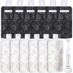 15-Pack TSA Approved Travel Bottles for Toiletries - Leakproof 3oz Squeeze Pouches, Slim & Space-Saving for Shampoo, Lotion, Body Wash Makeup Cosmetic
