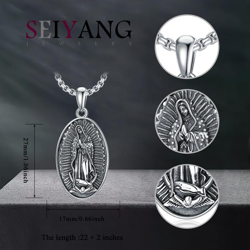Our Lady of Guadalupe Pendant Necklace in 925 Sterling Silver Helps You Alleviate All Pain and Misfortune in the World TikTokShopBlackFriday