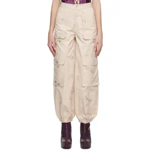 Butterfly Embroidery Cargo Pants