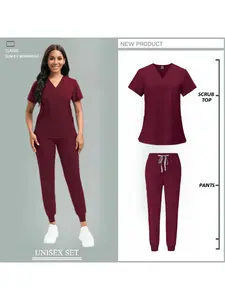 Scrubs Sets Women Multicolour Short Sleeve Tops+Jogger Pants Suit Nursing Joggers Pet Veterinary Work Scrubs Uniform Women Nurse Sets Workwear