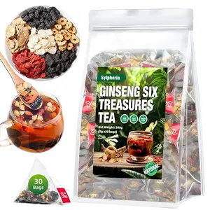 Kidney Tea Formula Ginseng Six Treasure Tea, Traditional Chinese Herbal, Natural Kidney Cleanse tea for Women & Men, 6 Precious Ingredients Formula (1Pack/30Bags)