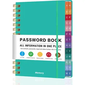 Spiral Password Book with Alphabetical Tabs - 5.8" X 8.2" Small Password Keeper Book with Inner Pocket for Seniors , Large Print, Hardcover, 450 Logins – Internet Password Organizer Notebook for Home & Office Use