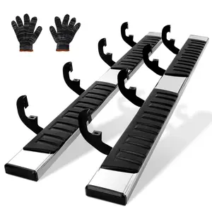 fathersdaygift VEVOR Running Boards, 6 Step Bars Compatible with 2019-2023 Chevy Silverado/GMC Sierra 1500/2020-2024 Silverado/Sierra 2500/3500HD Crew Cab, 201 Stainless Steel Side Steps Nerf Bars, 500LBS, 2 Piece