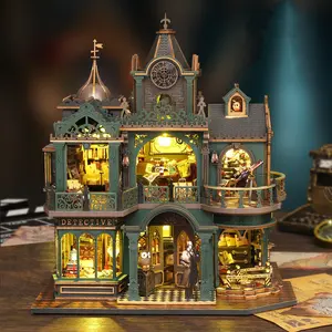 DIY Mini Furniture Dollhouse Kit with Dust Cover and Music Mechanism, 3D Wooden Handmade Model, Creative Room Design Gift