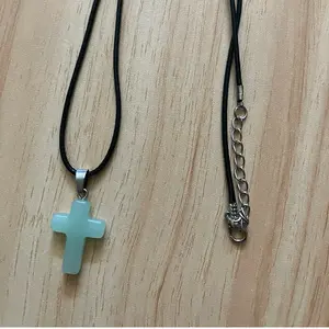 Light green acrylic cross necklace