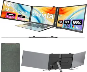 Siaviala Laptop Screen Extender 0.17" Ultra-Thin Ultra-Slim , 14" 1080P FHD IPS Portable Monitor, Triple Screen Laptop Monitor Extender for 13"-17" Laptops, Plug & Play for Mac/Android/Chrome