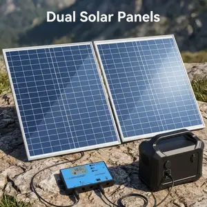 Portable Solar Panel with 50A/100A Controller, 1 Set 20W Solar Panel Charger, Outdoor Solar Panel Kit for Mobile Power, Camping, Hiking, Car, Boat, Phone, Monitoring, Foldable Solar Panel