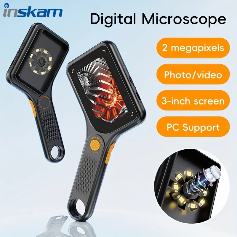 500x Magnification Portable Handheld Digital Microscope with Auto Focus, USB and Battery Power, Compatible for Maintenance/Welding/Scientific Research/Test, Coin Identification, Circuit Board Inspection, Biology Exploration, etc